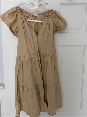 Marie Oliver Tan Tiered Mini Dress